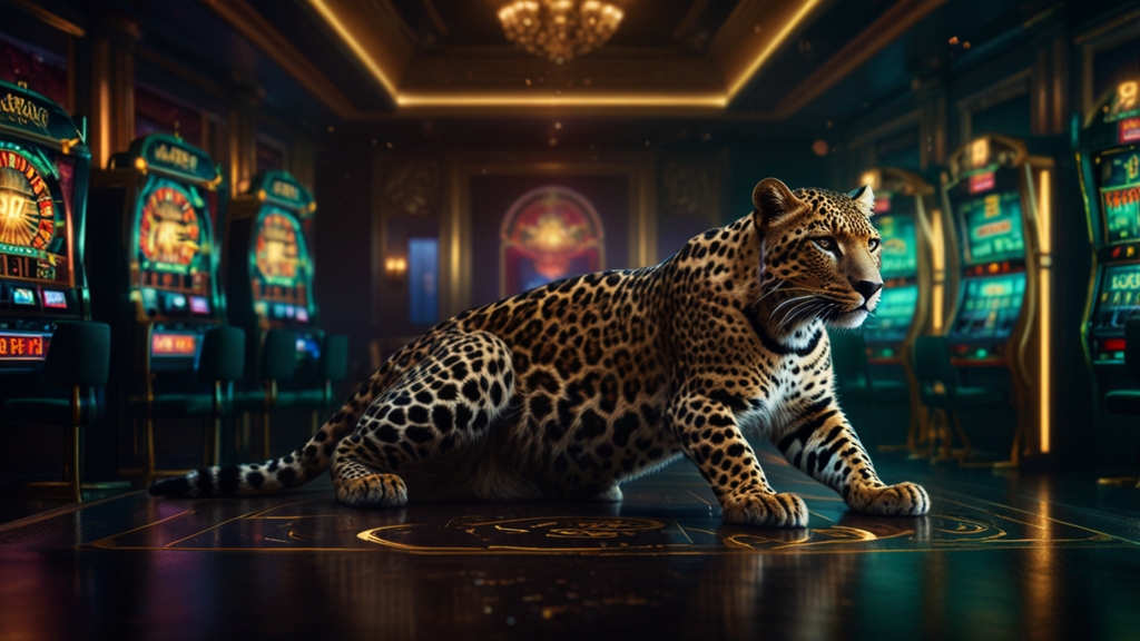 Slot e banner stagionali in un casinò scuro con temi leopardati